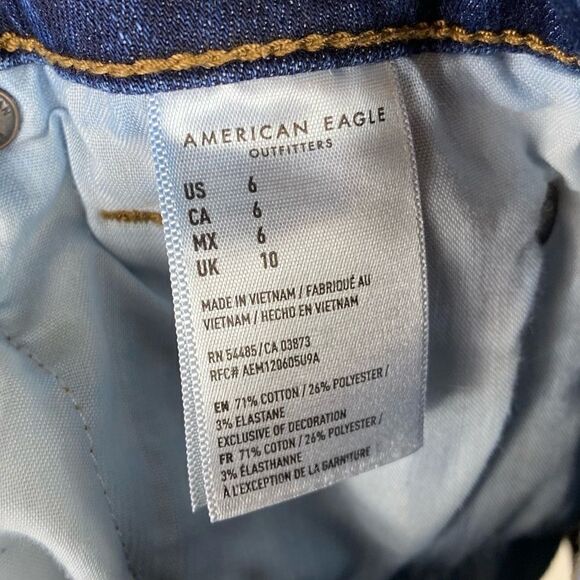 American Eagle Dark Wash Hi Rise Shortie Denim Shorts - Picture 4 of 5